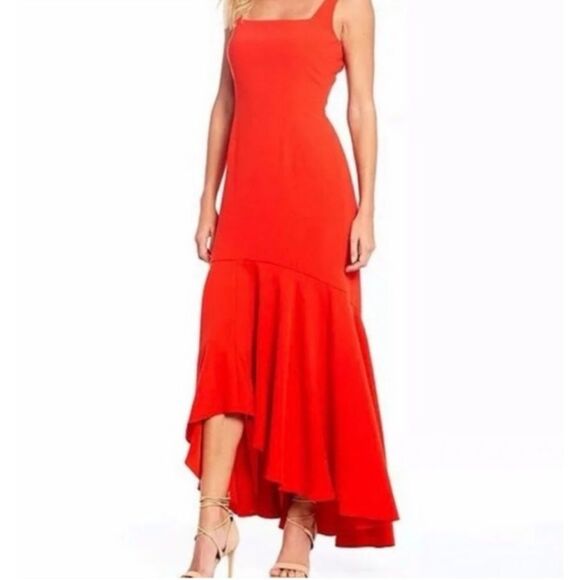 GIANNI BINI NWT Sleeveless Square Neck Ruffle Hi-Lo Reid Maxi Dress Spice - Picture 2 of 12